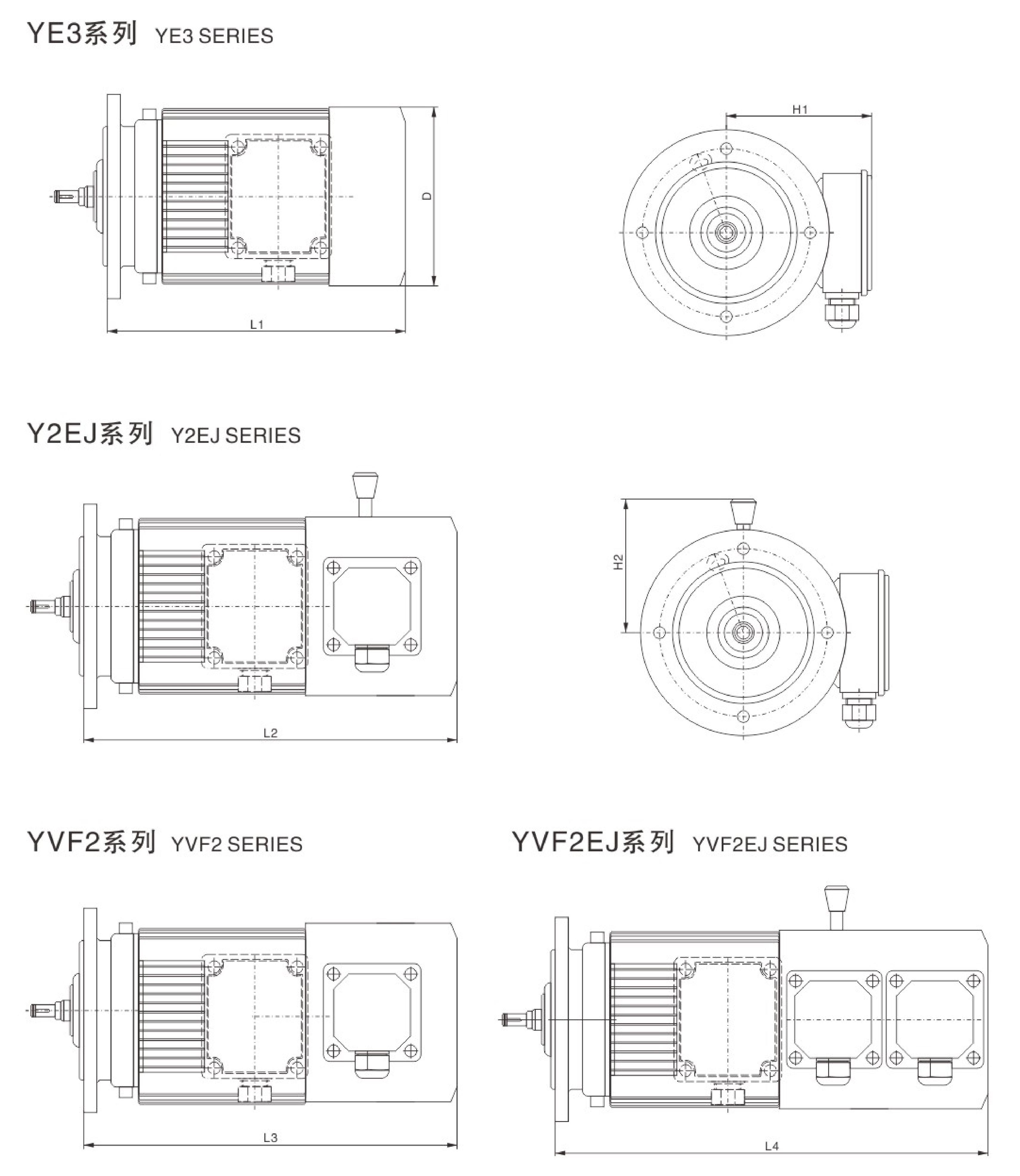 Dimensions of Three-Phase Asynchronous Motor