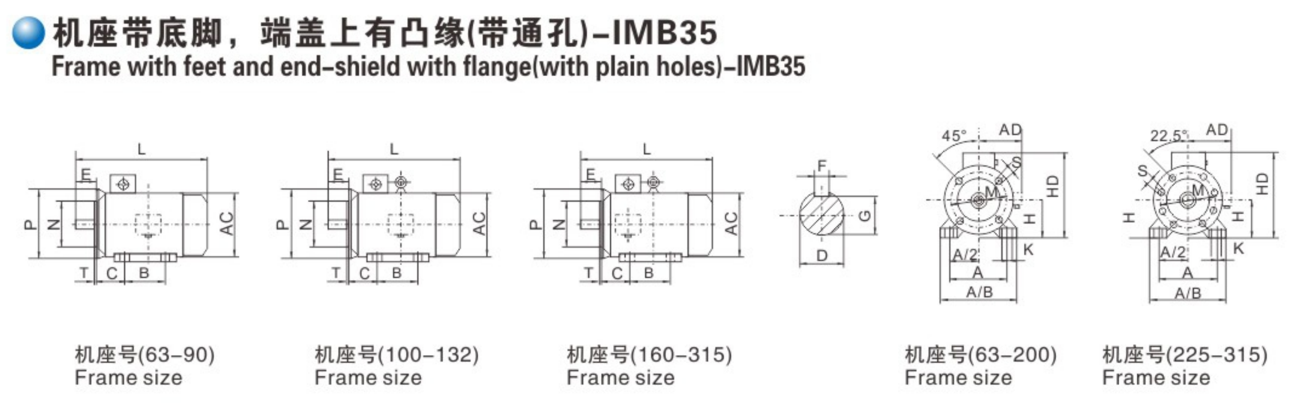 Dimensions of Three-Phase Asynchronous Motor