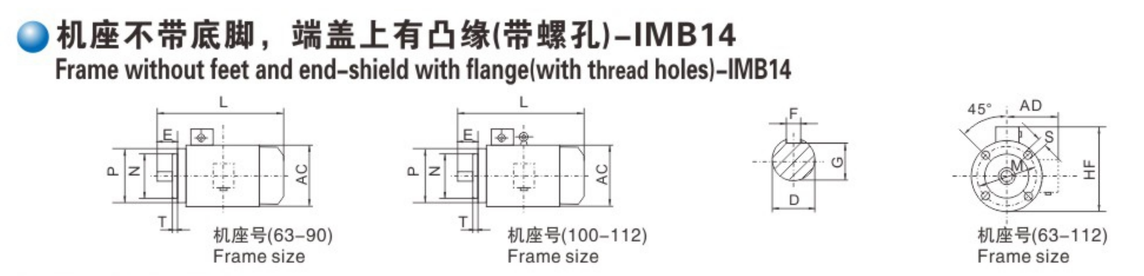 Dimensions of Three-Phase Asynchronous Motor