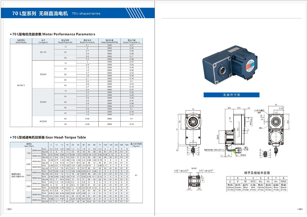 Dimensions of Brushless DC Motor